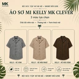 Bộ sưu tập Bộ Sơ Mi Kẻ và Quần short đũi Line MK CLEVER chất vải thoáng mát, thấm hút tốt, thoải mái form rộng hằng ngày 5