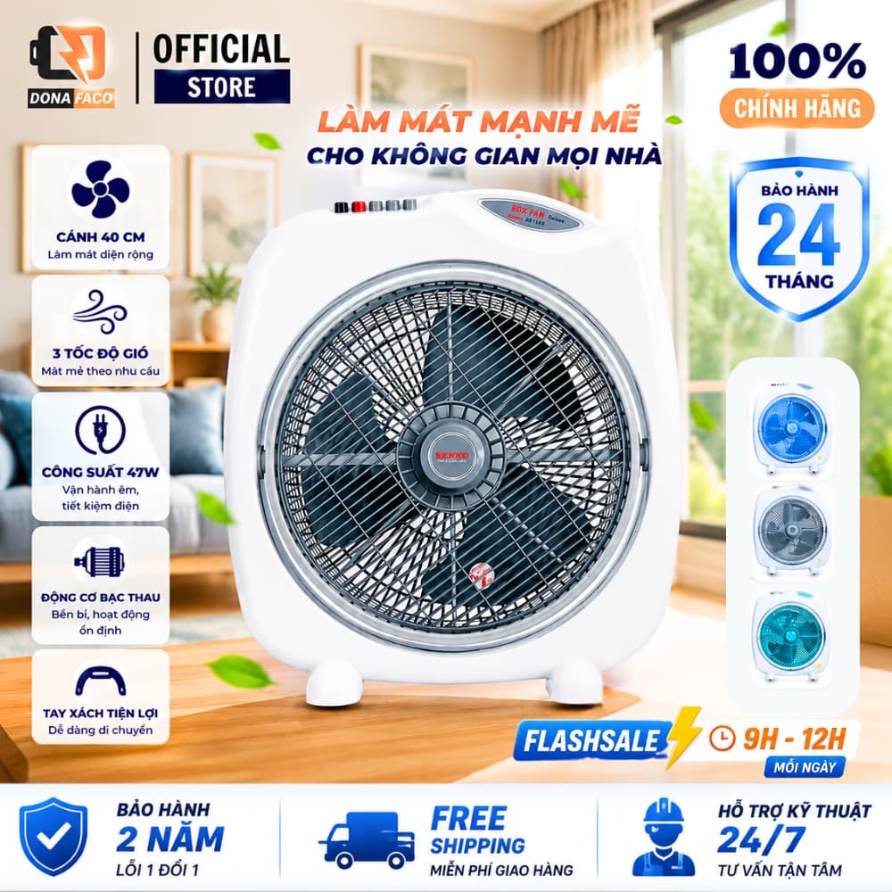 Quạt bàn đảo loại to, quạt hộp Senko BD1410 47W 3 cấp độ gió - Bảo hành 24 tháng chính hãng