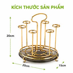 Giá Úp Ly Inox 304 Chống Gỉ 6 Ngăn Mạ Vàng Cao Cấp Kèm Khay Hứng Nước Tiện Lợi Dễ Vệ Sinh Bền Đẹp GD245 5