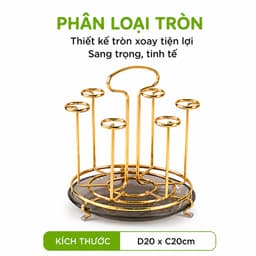 Giá Úp Ly Inox 304 Chống Gỉ 6 Ngăn Mạ Vàng Cao Cấp Kèm Khay Hứng Nước Tiện Lợi Dễ Vệ Sinh Bền Đẹp GD245 9