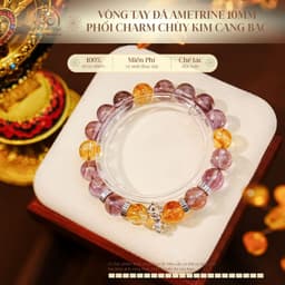 Ngọc Đan Tâm - Vòng Tay Đá Ametrine 10mm 2A Phối Charm Chùy Kim Cang Bạc 1