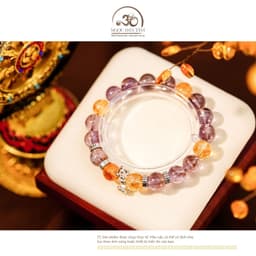 Ngọc Đan Tâm - Vòng Tay Đá Ametrine 10mm 2A Phối Charm Chùy Kim Cang Bạc 6