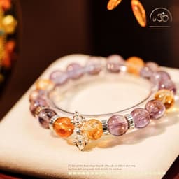 Ngọc Đan Tâm - Vòng Tay Đá Ametrine 10mm 2A Phối Charm Chùy Kim Cang Bạc 4