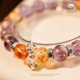 Ngọc Đan Tâm - Vòng Tay Đá Ametrine 10mm 2A Phối Charm Chùy Kim Cang Bạc 5