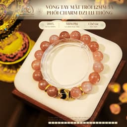 Ngọc Đan Tâm - Vòng Tay Mặt Trời 12mm 3A Phối Charm Dzi Lu Thống 1