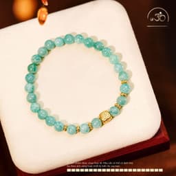 Ngọc Đan Tâm - Vòng Tay Amazonite 6mm 2A Phối Charm Hoa Vuông 6