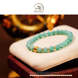 Ngọc Đan Tâm - Vòng Tay Amazonite 6mm 2A Phối Charm Hoa Vuông 3