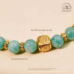 Ngọc Đan Tâm - Vòng Tay Amazonite 6mm 2A Phối Charm Hoa Vuông 2