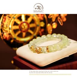 Ngọc Đan Tâm - Vòng Tay Đá Prehnite 10mm 2A Phối Charm Tròn Chữ Vạn 3