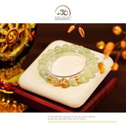 Ngọc Đan Tâm - Vòng Tay Đá Prehnite 10mm 2A Phối Charm Tròn Chữ Vạn 5