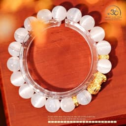Ngọc Đan Tâm - Vòng Tay Đá Selenite 10mm 2A Phối Charm Tỳ Hưu 4