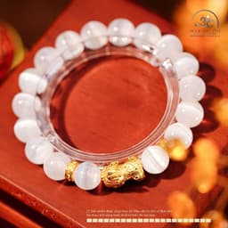 Ngọc Đan Tâm - Vòng Tay Đá Selenite 10mm 2A Phối Charm Tỳ Hưu 6