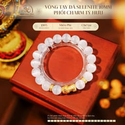 Ngọc Đan Tâm - Vòng Tay Đá Selenite 10mm 2A Phối Charm Tỳ Hưu 1