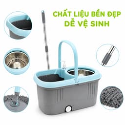 Bộ Cây Lau Nhà 9559 Việt Nhật Thùng Xoay Inox Cao Cấp Chổi Lau 360 Độ Cán Inox Chống Gỉ GD323 7