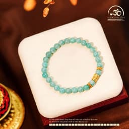 Ngọc Đan Tâm - Vòng Tay Amazonite 6mm 2A Phối Charm 2 Đầu Sen 6