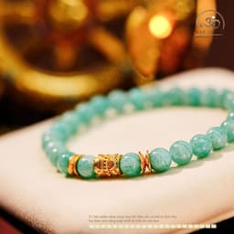 Ngọc Đan Tâm - Vòng Tay Amazonite 6mm 2A Phối Charm 2 Đầu Sen 5