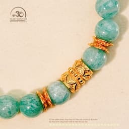 Ngọc Đan Tâm - Vòng Tay Amazonite 6mm 2A Phối Charm 2 Đầu Sen 3