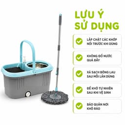 Bộ Cây Lau Nhà 9559 Việt Nhật Thùng Xoay Inox Cao Cấp Chổi Lau 360 Độ Cán Inox Chống Gỉ GD323 9