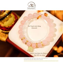 Ngọc Đan Tâm - Vòng Tay Thạch Anh Hồng 10mm 4A Phối Charm Bánh Xe Pháp Luân 2