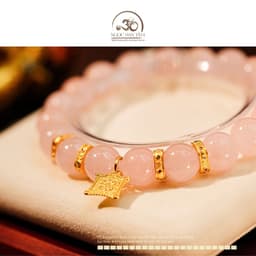 Ngọc Đan Tâm - Vòng Tay Thạch Anh Hồng 10mm 4A Phối Charm Bánh Xe Pháp Luân 3