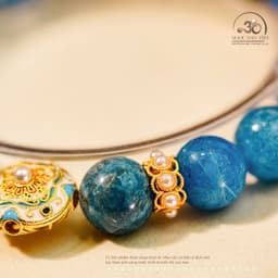 Ngọc Đan Tâm - Vòng Tay Apatite 10mm 2A Phối Charm Sứ Thanh Hoa Đính Ngọc Trai 3