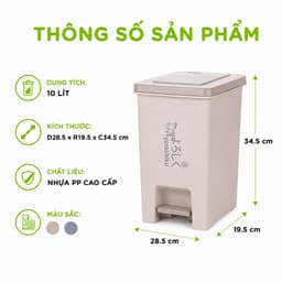 Bật Rác Vuông Đạp Chân Có Nắp Hokori Nhựa PP Cao Cấp Dung Tích 10L 15L 20L GD353 6