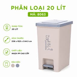 Bật Rác Vuông Đạp Chân Có Nắp Hokori Nhựa PP Cao Cấp Dung Tích 10L 15L 20L GD353 9