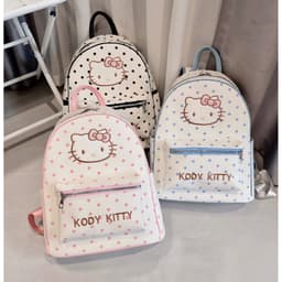 Balo Vải Size 40 Chấm Bi KODY KITTY Thêu Mèo Dễ Thương – Balo Đi Học Đựng Vừa A4, Form Đẹp, Nhiều Màu 1