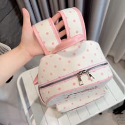 Balo Vải Size 40 Chấm Bi KODY KITTY Thêu Mèo Dễ Thương – Balo Đi Học Đựng Vừa A4, Form Đẹp, Nhiều Màu 8