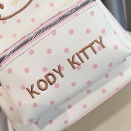 Balo Vải Size 40 Chấm Bi KODY KITTY Thêu Mèo Dễ Thương – Balo Đi Học Đựng Vừa A4, Form Đẹp, Nhiều Màu 6