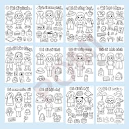 Tranh Tô Màu Trang Phục Bé Gái Theo Chủ Đề – Luyện Cắt Phối Màu Khéo Léo cho bé - POMI 3