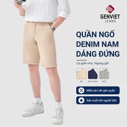 Deal Tốt- Quần Short Kaki Nam GENVIET JEANS Dáng Suông Cạp May Chun Thoải Mái, Màu Sắc Basic, Bền Bỉ Không B 9245 1