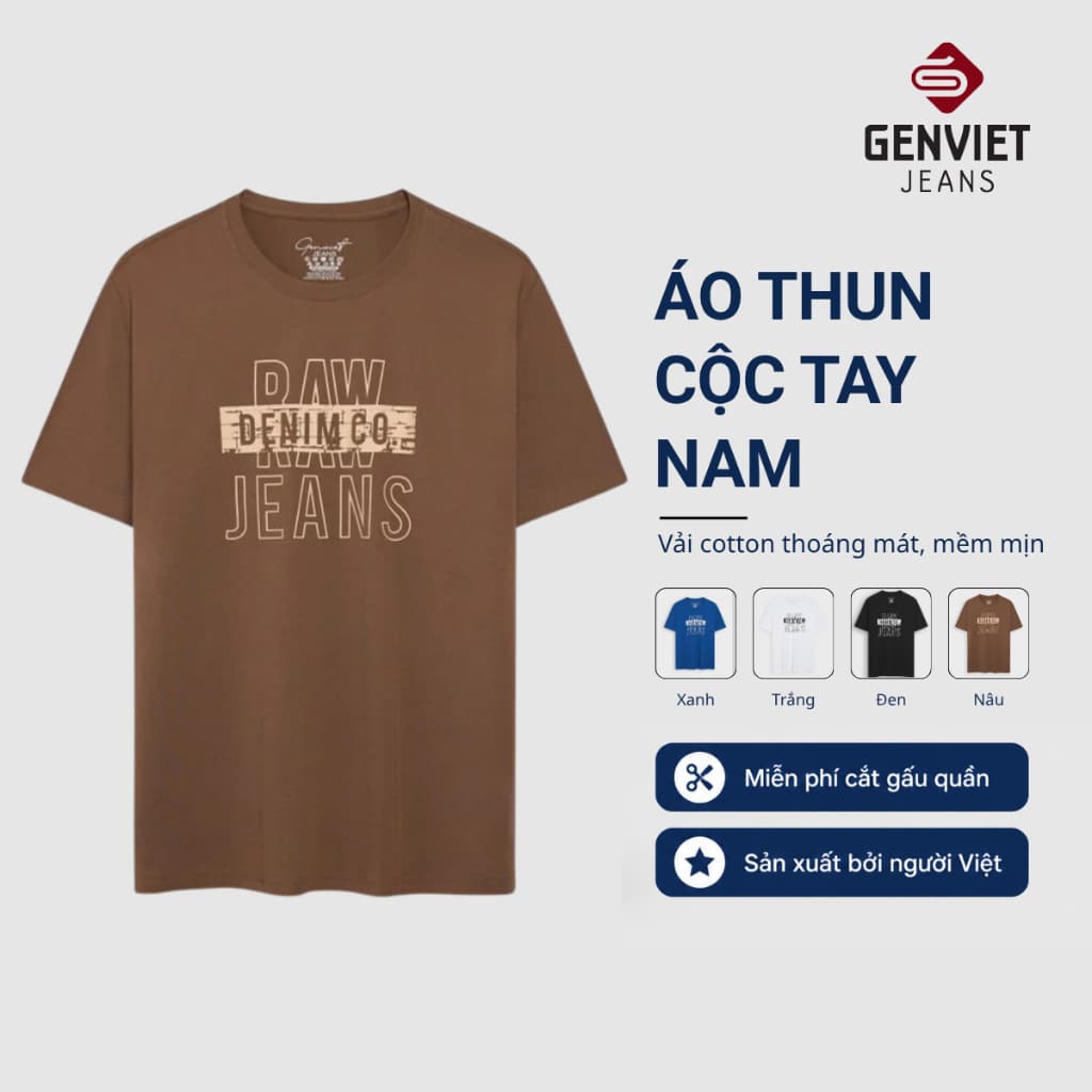 Áo Phông Cộc Tay Nam GENVIET JEANS Chất Liệu Cao Cấp Co Giãn, Form Suông Cổ Tròn Trẻ Trung 8995