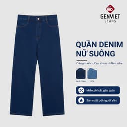 Deal Tốt- Quần jean nữ dáng suông GENVIET JEANS cạp cao may chun che khuyết điểm eo đùi dẽ phối đồ đi chơi 8949 1
