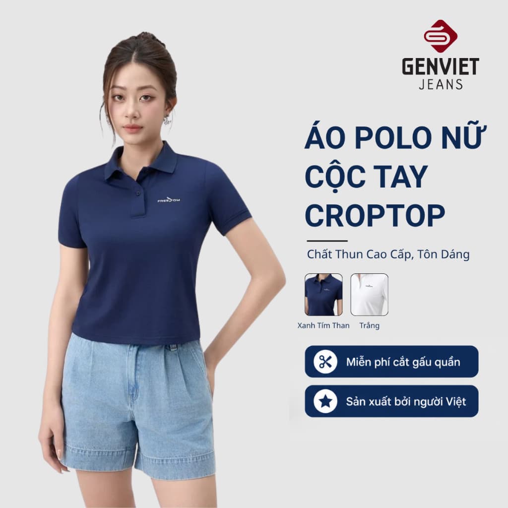 Áo polo cộc tay nữ GENVIET JEANS dáng ôm vừa chất liệu cotton BIG SIZE co giãn 4 chiều năng động 9219