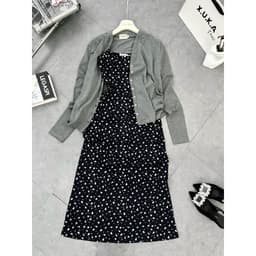 SET ĐẦM HOA NHÍ KÈM ÁO KHOÁC XÁM 7