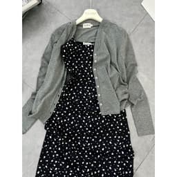 SET ĐẦM HOA NHÍ KÈM ÁO KHOÁC XÁM 9