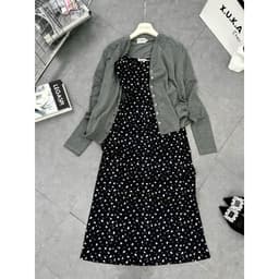 SET ĐẦM HOA NHÍ KÈM ÁO KHOÁC XÁM 8