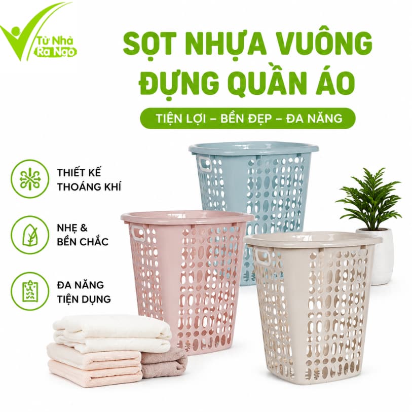 Giỏ Đựng Đồ Đa Năng Nhựa PP Nguyên Sinh Bền Đẹp Thiết Kế Thoáng Khí Dung Tích Lớn Dễ Vệ Sinh GD188