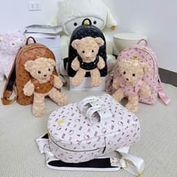 Balo Nữ Gấu Bông Hello Kitty Da PU Cao Cấp Size 40 – Balo Đi Học Đi Chơi Form Lớn Nhiều Ngăn, Kèm Gấu Bông Tháo Rời 1