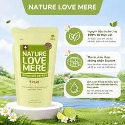 [Date 6/2028] Túi nước rửa bình thuần chay dạng gel/ tạo bọt Nature Love Mere 500ml 2