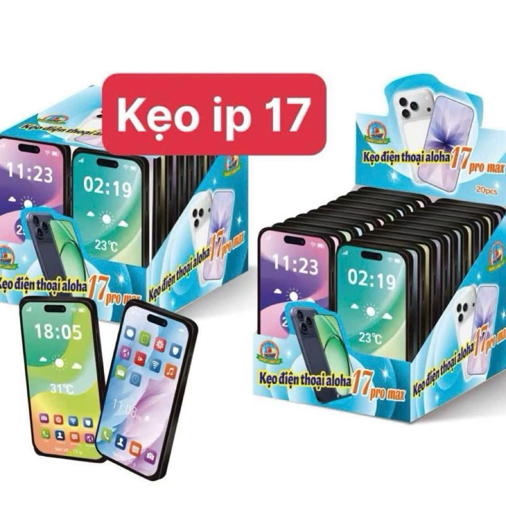 Lốc 30 hộp kẹo xê iphone mix vị hoa quả, kẹo c hoa quả lọ hình iphone bé bán lẻ 2k