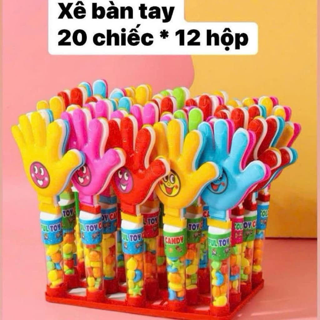 khay 20 chiếc kẹo xê bàn tay, kẹo kèm đồ chơi hình bàn tay vỗ siêu Hot