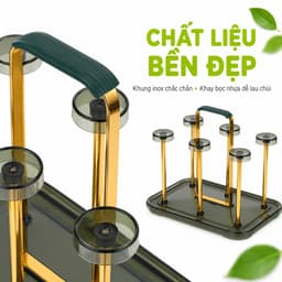 Khay Úp Cốc Inox 6 Ngăn Có Khay Hứng Nước Kèm Quai Xách Tiện Lợi Giá Úp Ly Thoáng Khô Gọn Gàng GD246 7