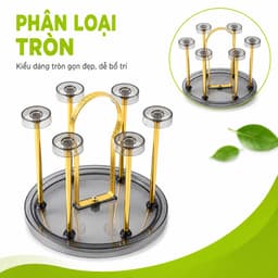Khay Úp Cốc Inox 6 Ngăn Có Khay Hứng Nước Kèm Quai Xách Tiện Lợi Giá Úp Ly Thoáng Khô Gọn Gàng GD246 9