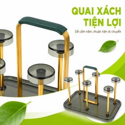 Khay Úp Cốc Inox 6 Ngăn Có Khay Hứng Nước Kèm Quai Xách Tiện Lợi Giá Úp Ly Thoáng Khô Gọn Gàng GD246 4