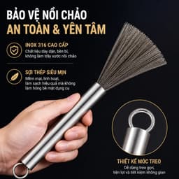 Chổi Cọ Xoong Nồi Inox 304, Bàn Chải Cọ Bát Đĩa, Rửa Chén Bát Vệ Sinh Bếp Tay Cầm Chống Trầy Xước Tay VN-7624 3