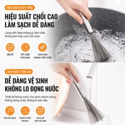 Chổi Cọ Xoong Nồi Inox 304, Bàn Chải Cọ Bát Đĩa, Rửa Chén Bát Vệ Sinh Bếp Tay Cầm Chống Trầy Xước Tay VN-7624 6
