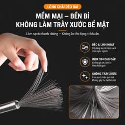 Chổi Cọ Xoong Nồi Inox 304, Bàn Chải Cọ Bát Đĩa, Rửa Chén Bát Vệ Sinh Bếp Tay Cầm Chống Trầy Xước Tay VN-7624 5