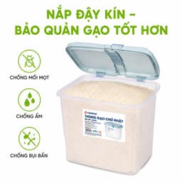Thùng Gạo Chữ Nhật 10Kg Nắp Khóa Kín Kèm Ca Đong Nhựa PP Cao Cấp Hộp Đựng Gạo Chống Bụi GD249 3